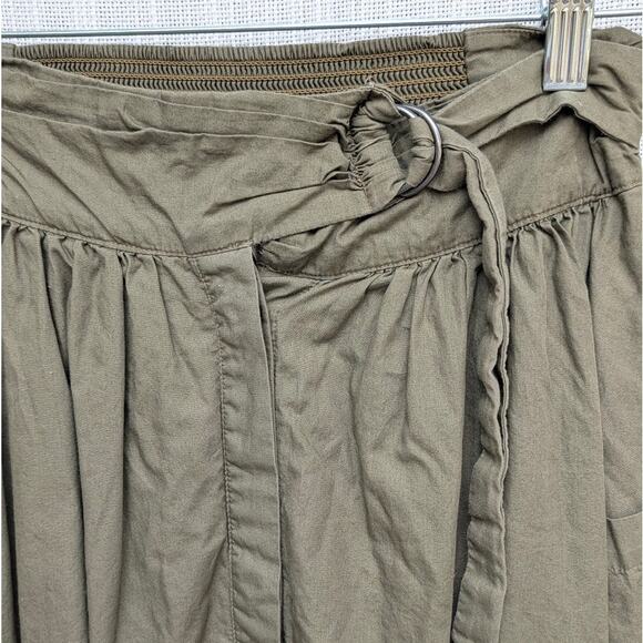 Free People Skirt Womens XS Khaki Cotton Wrap Style Tie Waist A-line Midi - Picture 4 of 9